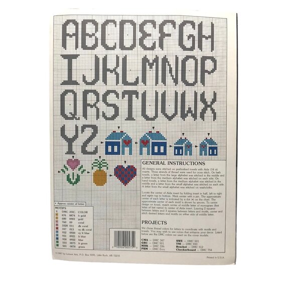 Vintage Cross Stitch Patterns, Monograms for Towel Sets by Sandra Graham Case - Picture 2 of 2